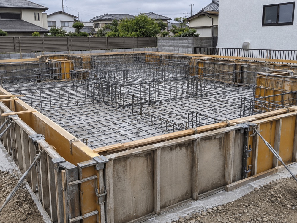 建築基礎工事の配筋状況